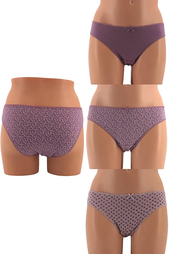 3-PACK ΓΥΝΑΙΚΕΙΟ BIKINI ΣΛΙΠ ΒΑΜΒΑΚΕΡΟ ΜΕ ΣΧΕΔΙΟ ΦΛΟΡΑΛ-ΜΟΝΟΧΡΩΜΟ