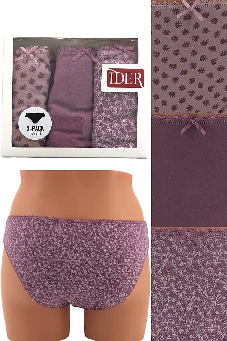 3-PACK ΓΥΝΑΙΚΕΙΟ BIKINI ΣΛΙΠ ΒΑΜΒΑΚΕΡΟ ΜΕ ΣΧΕΔΙΟ ΦΛΟΡΑΛ-ΜΟΝΟΧΡΩΜΟ