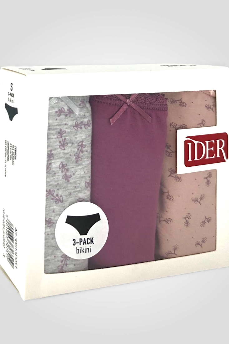 3-PACK ΓΥΝΑΙΚΕΙΟ ΣΛΙΠ BIKINI ΒΑΜΒΑΚΕΡΟ ΜΕ FLORAL ΤΥΠΩΜΑ