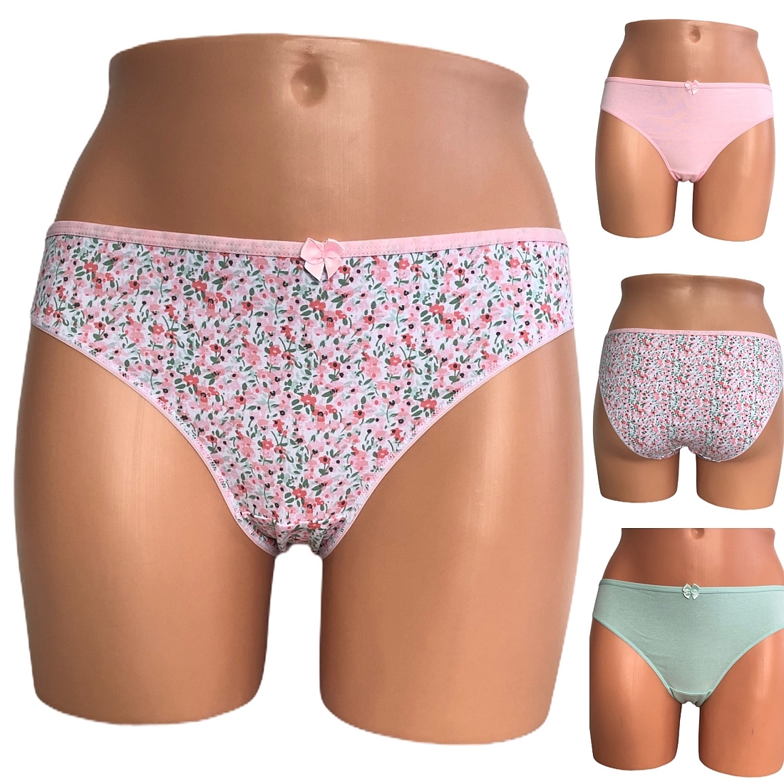3-PACK ΓΥΝΑΙΚΕΙΟ BIKINI ΣΛΙΠ ΒΑΜΒΑΚΕΡΟ ΜΕ ΣΧΕΔΙΟ 2ΜΟΝΟΧΡΩΜΑ/FLORAL
