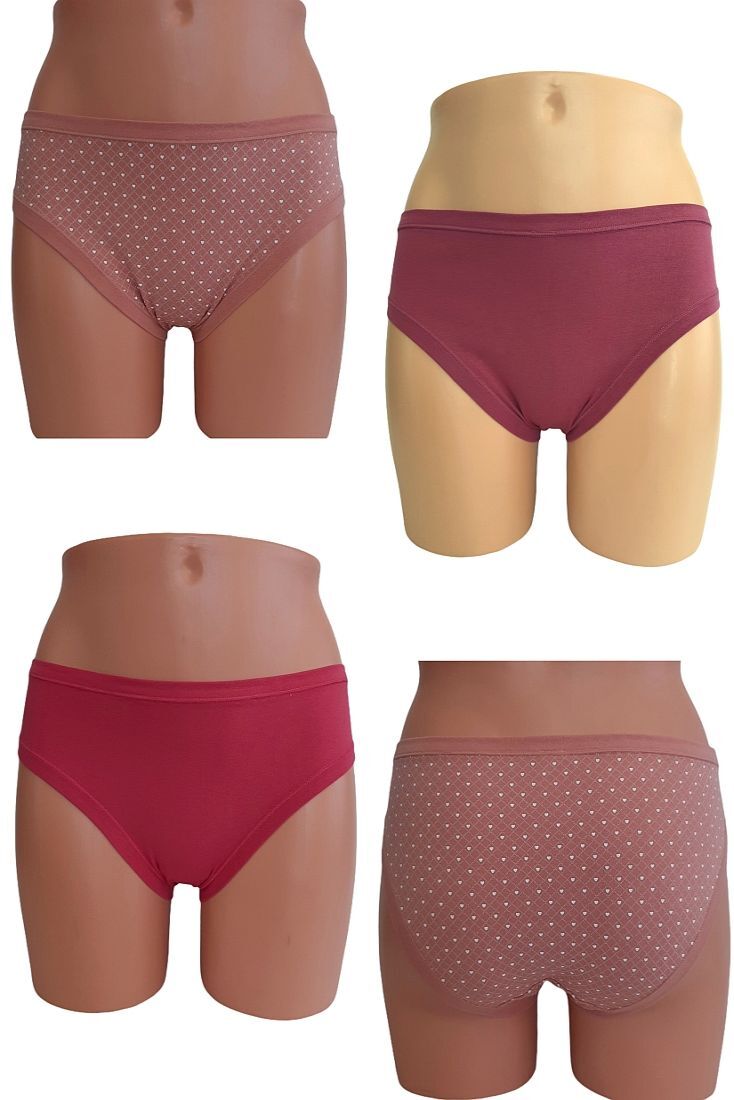 3-PACK ΓΥΝΑΙΚΕΙΟ BIKINI ΣΛΙΠ ΒΑΜΒΑΚΕΡΟ ΜΕ ΣΧΕΔΙΟ 2ΜΟΝΟΧΡΩΜΑ/ΡΟΜΒΟΣ-ΚΑΡΔΟΥΛΑ