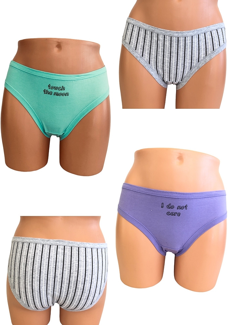 3-PACK ΓΥΝΑΙΚΕΙΟ BIKINI ΣΛΙΠ ΒΑΜΒΑΚΕΡΟ ΜΕ ΣΧΕΔΙΟ MHNYMATA ΚΑΙ ΡΙΓΕΣ