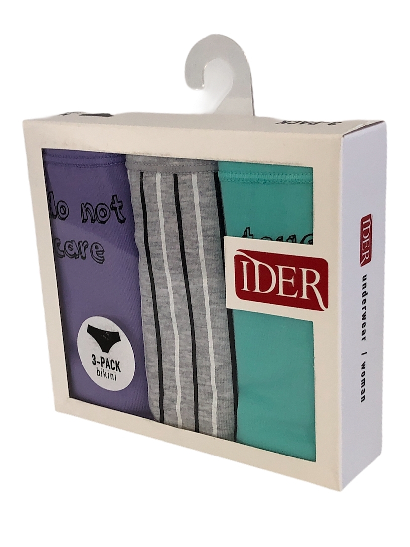 3-PACK ΓΥΝΑΙΚΕΙΟ BIKINI ΣΛΙΠ ΒΑΜΒΑΚΕΡΟ ΜΕ ΣΧΕΔΙΟ MHNYMATA ΚΑΙ ΡΙΓΕΣ