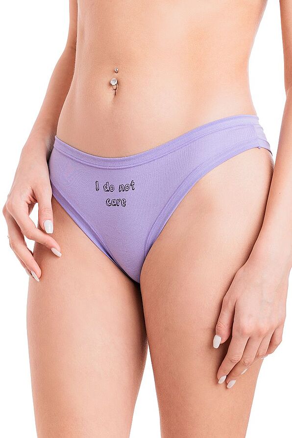 3-PACK WOMAN ELASTIC COTTON BRAZIL KNICKERS MESSAGE/STRIPES PATTERN