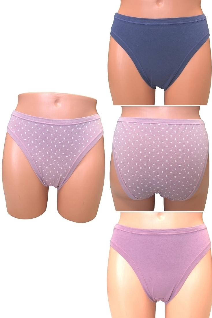3-PACK ΓΥΝΑΙΚΕΙΟ BIKINI ΨΗΛΟΜΕΣΟ ΣΛΙΠ ΒΑΜΒΑΚΕΡΟ ΜΕ ΣΧΕΔΙΟ 2ΜΟΝΟΧΡΩΜΑ/ΠΟΥΑ ΚΑΙ ΒΕΛΗ