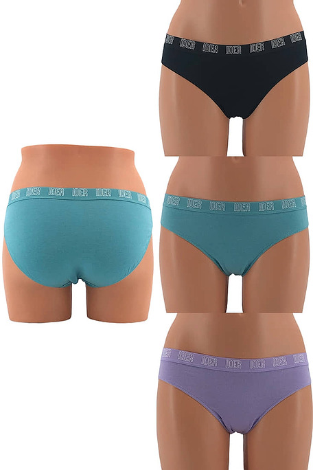 3-PACK WOMAN ELASTIC COTTON HALF HIPSTER KNICKERS PLAIN WITH EXTERNAL WAISTBAND