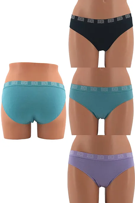 3-PACK WOMAN ELASTIC COTTON HALF HIPSTER KNICKERS PLAIN WITH EXTERNAL WAISTBAND