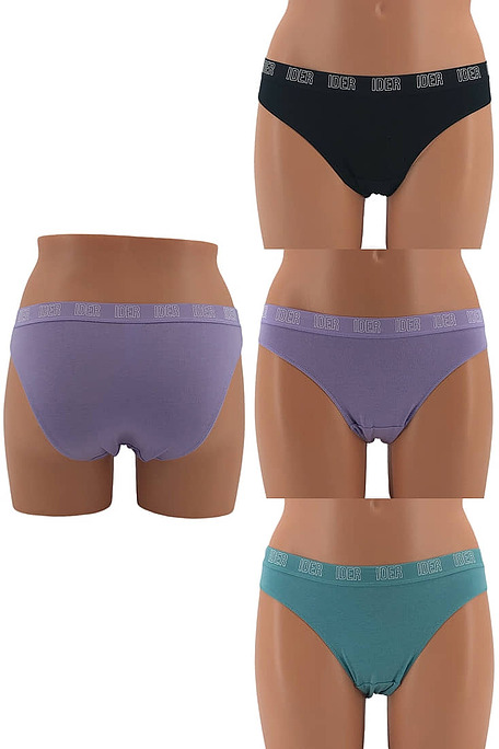 3-PACK WOMAN ELASTIC COTTON BIKINI KNICKERS PLAIN WITH EXTERNAL WAISTBAND