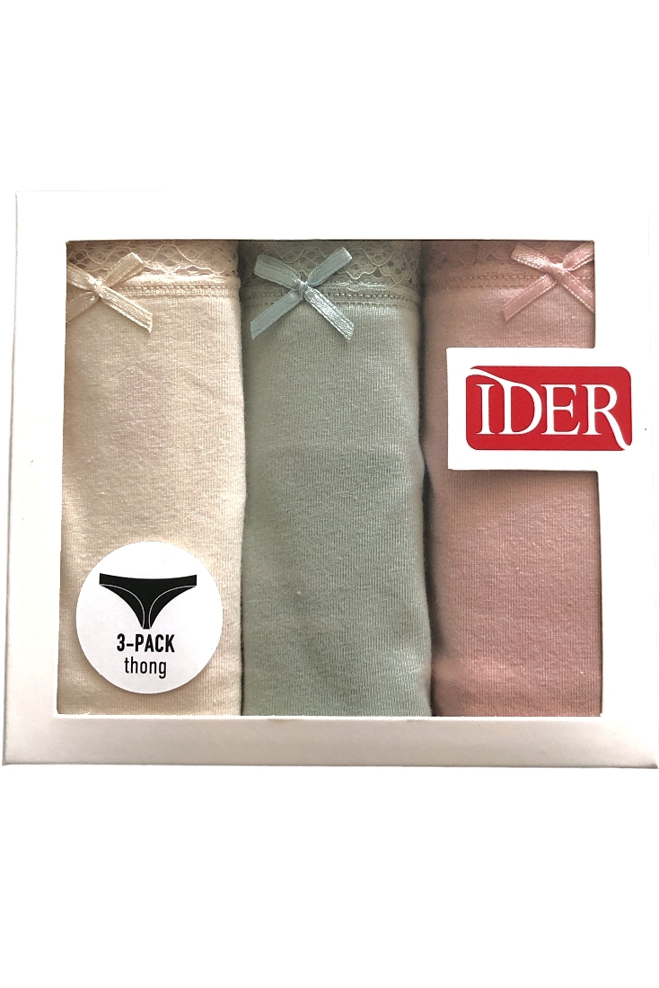 3-PACK ΓΥΝΑΙΚΕΙΟ ΒΑΜΒΑΚΕΡΟ ΣΛΙΠ STRING ΜΟΝΟΧΡΩΜΟ ΜΕ ΛΑΣΤΙΧΟ ΔΑΝΤΕΛΑΣ ΚΑΙ ΦΙΟΓΚΑΚΙ