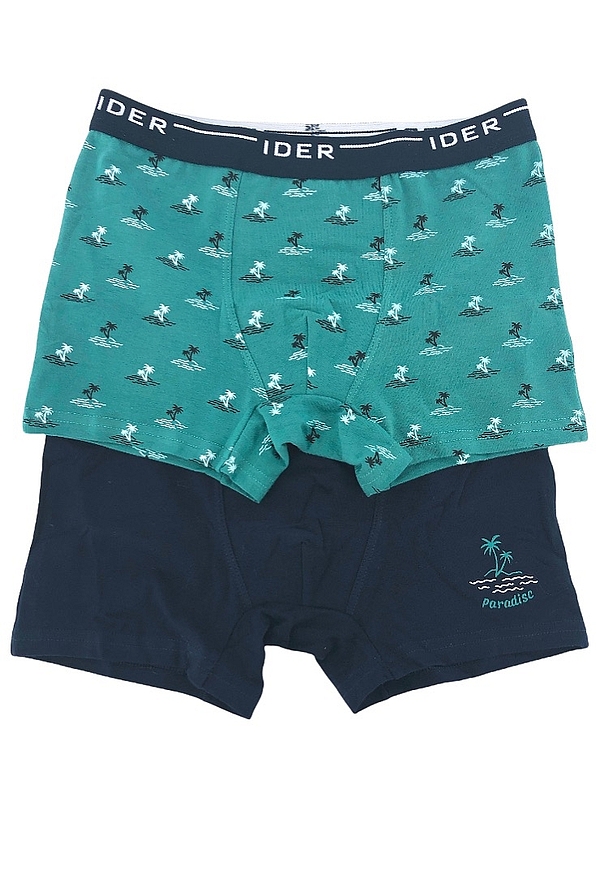 2-PACK BOY COTTON BOXER EXTERNAL WAISTBAND PALM TREES PATTERN