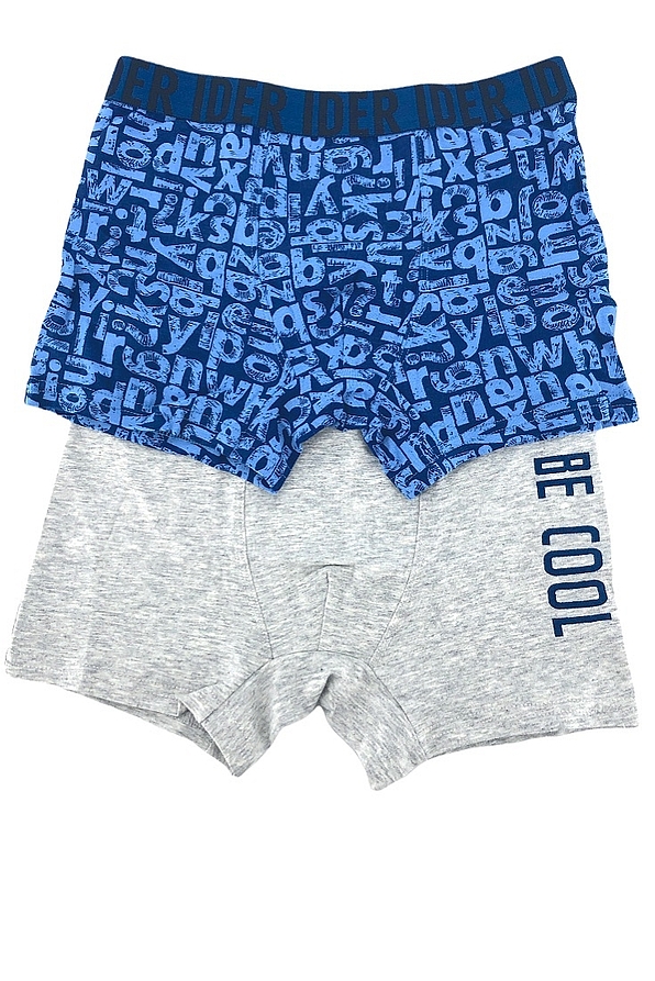 2-PACK BOY COTTON BOXER EXTERNAL WAISTBAND LETTERS PATTERN & BE COOL