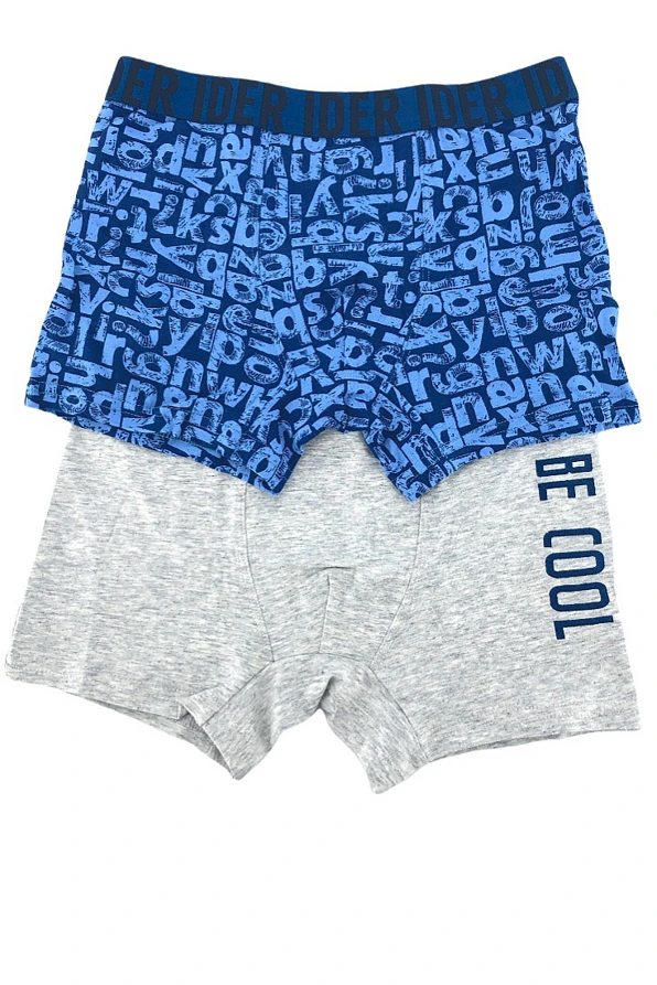 2-PACK ΑΓΟΡΙΣΤΙΚΟ BOXER ΒΑΜΒΑΚΕΡΟ ΜΕ ΕΞΩΤΕΡΙΚΟ ΛΑΣΤΙΧΟ ΚΑΙ ΣΧΕΔΙΟ BE COOL ΚΑΙ LETTERS