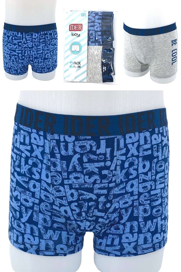 2-PACK ΑΓΟΡΙΣΤΙΚΟ BOXER ΒΑΜΒΑΚΕΡΟ ΜΕ ΕΞΩΤΕΡΙΚΟ ΛΑΣΤΙΧΟ ΚΑΙ ΣΧΕΔΙΟ BE COOL ΚΑΙ LETTERS