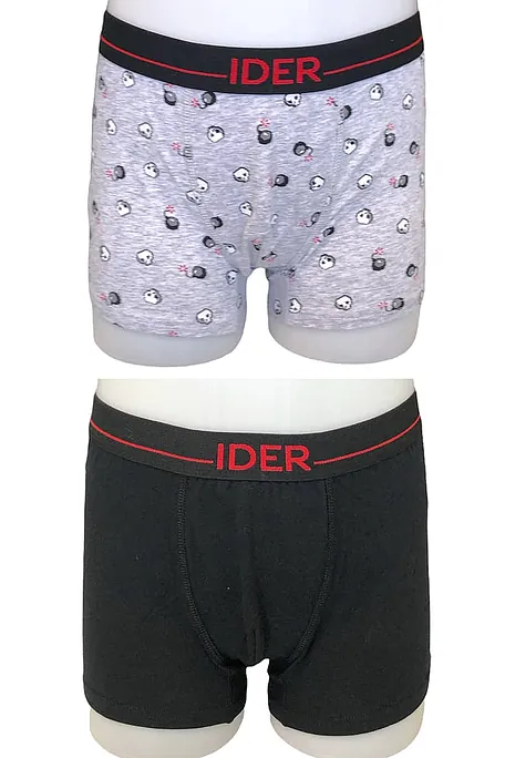 2-PACK ΑΓΟΡΙΣΤΙΚΟ BOXER ΒΑΜΒΑΚΕΡΟ ΜΕ ΕΞΩΤΕΡΙΚΟ ΛΑΣΤΙΧΟ ΚΑΙ ΣΧΕΔΙΟ ΝΕΚΡΟΚΕΦΑΛΕΣ ΚΑΙ ΒΟΜΒΕΣ