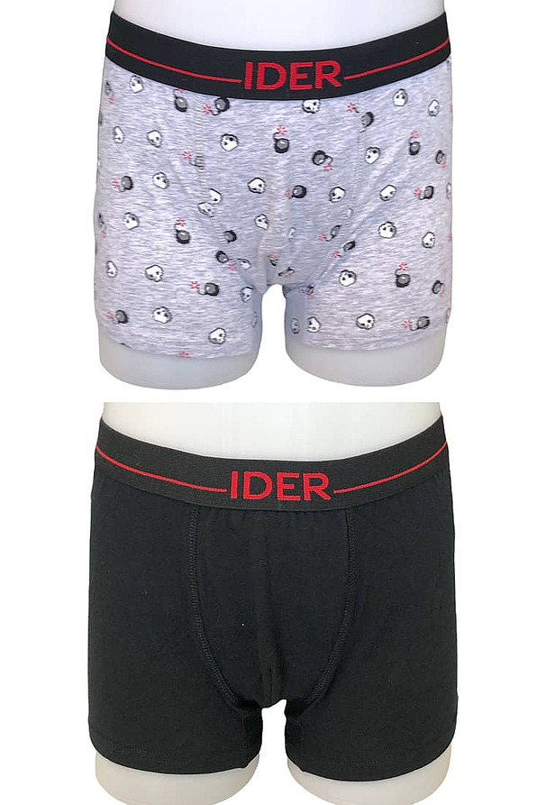 2-PACK BOY COTTON BOXER EXTERNAL WAISTBAND SKULLS AND BOMBS PATTERN