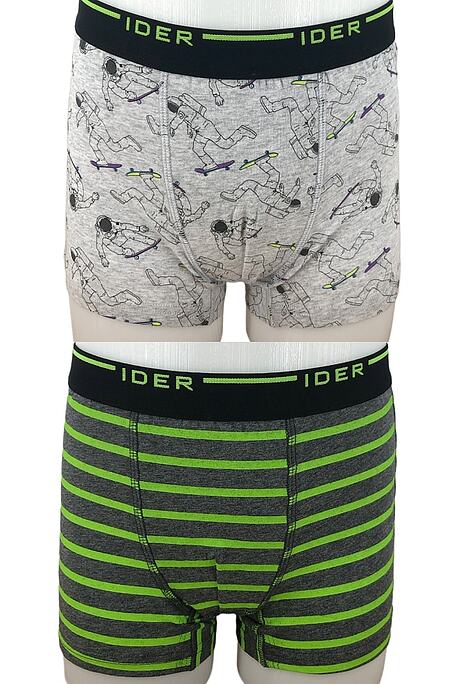2-PACK BOY BOXER WITH EXTERNAL WAISTBAND AND ASTRONAUTS AND FLUO STRIPY PRINT