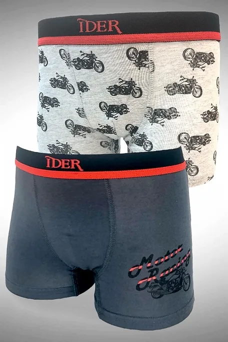 2-PACK ΑΓΟΡΙΣΤΙΚΟ BOXER ΒΑΜΒΑΚΕΡΟ ΜΕ ΕΞΩΤΕΡΙΚΟ ΛΑΣΤΙΧΟ ΚΑΙ ΣΧΕΔΙΟ ΜΗΧΑΝΕΣ ΚΑΙ ΜΟΝΟΧΡΩΜΟ
