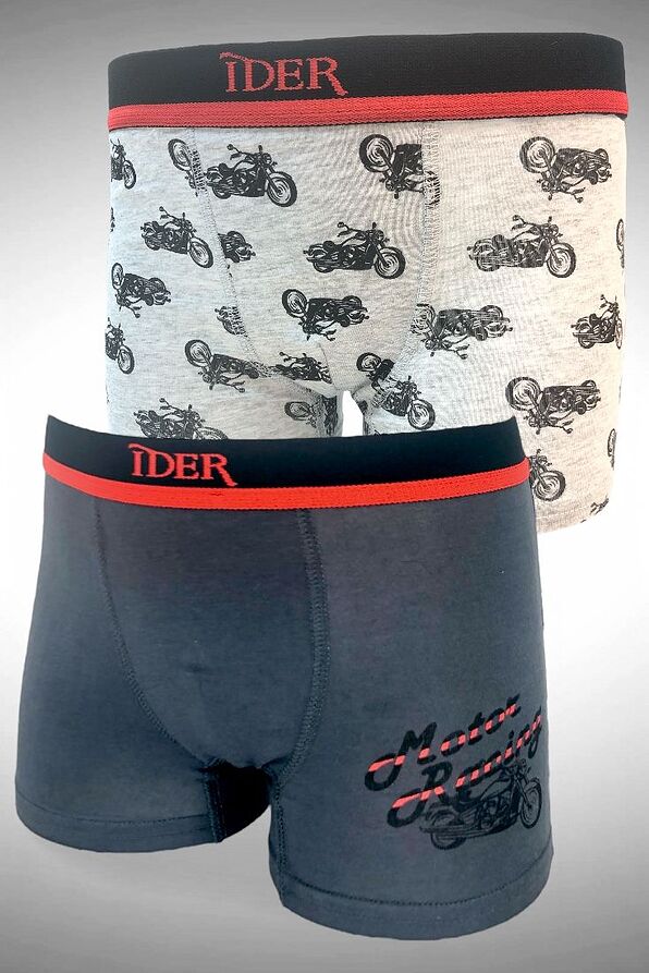2-PACK ΑΓΟΡΙΣΤΙΚΟ BOXER ΒΑΜΒΑΚΕΡΟ ΜΕ ΕΞΩΤΕΡΙΚΟ ΛΑΣΤΙΧΟ ΚΑΙ ΣΧΕΔΙΟ ΜΗΧΑΝΕΣ ΚΑΙ ΜΟΝΟΧΡΩΜΟ
