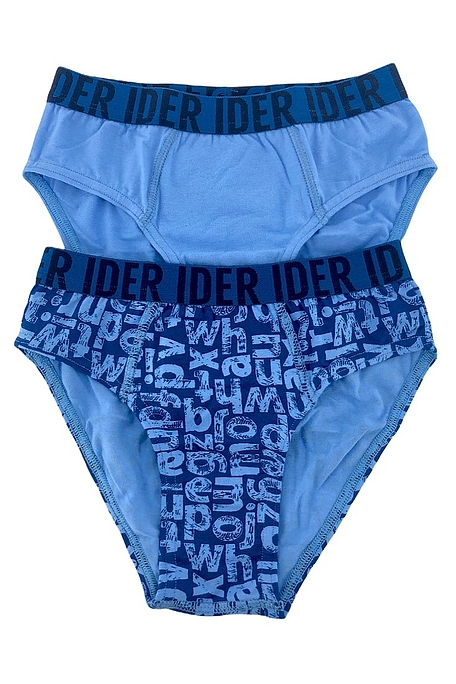 2-PACK BOY COTTON BRIEFS WITH EXTERNAL WAISTBAND LETTERS PATTERN AND PLAIN