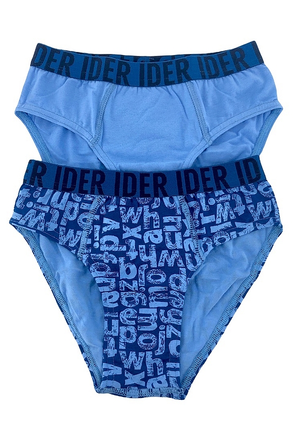 2-PACK BOY COTTON BRIEFS WITH EXTERNAL WAISTBAND LETTERS PATTERN AND PLAIN