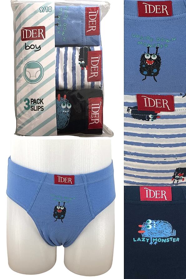 3-PACK BOY BRIEFS WITH INTERNAL WAISTBAND AND MONSTERS PRINT