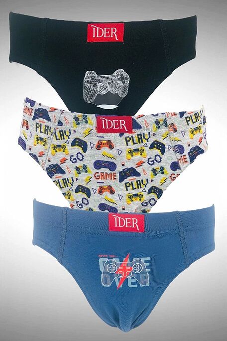 3-PACK BOY ELASTIC COTTON BRIEF WITH INTERNAL WAISTBAND AND GAME CONTROLLER PRINT