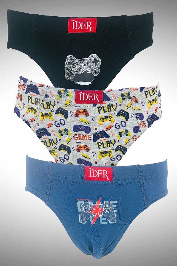 3-PACK BOY ELASTIC COTTON BRIEF WITH INTERNAL WAISTBAND AND GAME CONTROLLER PRINT