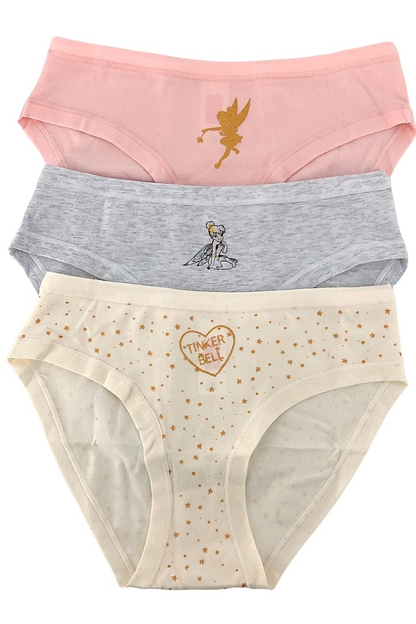 3-PACK GIRL COTTON KNICKERS WITH TINKER BELL THEME PATTERN