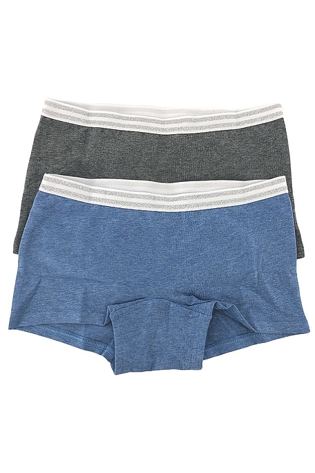 2-PACK BASICS GIRL ELASTIC COTTON BOXER SHORTS EXTERNAL WAISTBAND WITH LUREX STRIPE