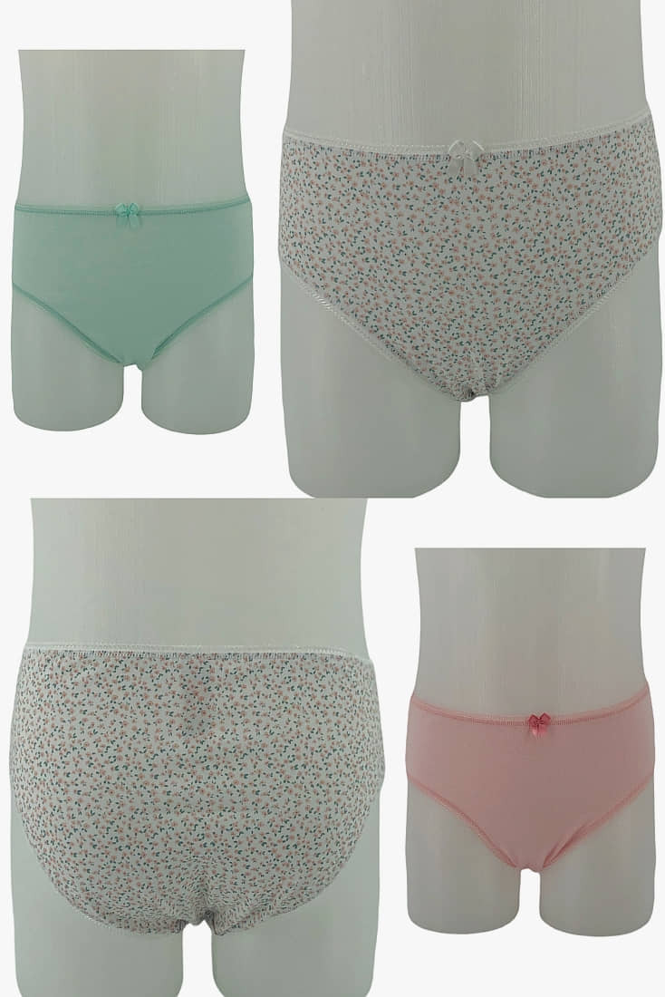 3-PACK GIRL COTTON KNICKERS WITH FLORAL-DOTS PATTERN