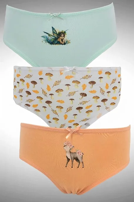 3-PACK ΚΟΡΙΤΣΙΣΤΙΚΟ ΣΛΙΠ ΒΑΜΒΑΚΕΡΟ ΜΕ ΣΧΕΔΙΑ ΝΕΡΑΪΔΑ-ΕΛΑΦΙ-ΜΑΝΙΤΑΡΙΑ