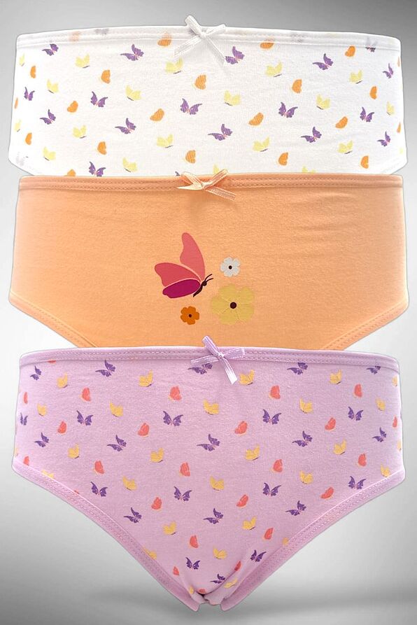 3-PACK GIRL COTTON KNICKERS WITH BUTTERFLIES PRINT