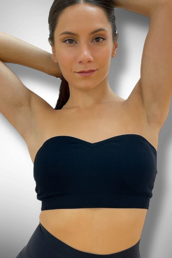 ΓΥΝΑΙΚΕΙΟ SEAMLESS ΡΙΜΠ STRAPLESS TOP ΑΠΌ ΜΙΚΡΟΪΝΑ ΓΙΑ CUP B-C ΜΕ ΑΠΟΣΠΩΜΕΝΗ ΕΝΙΣΧΥΣΗ & ΑΠΟΣΠΩΜΕΝΗ ΡΥΘΜΙΖΟΜΕΝΗ ΤΙΡΑΝΤΑ