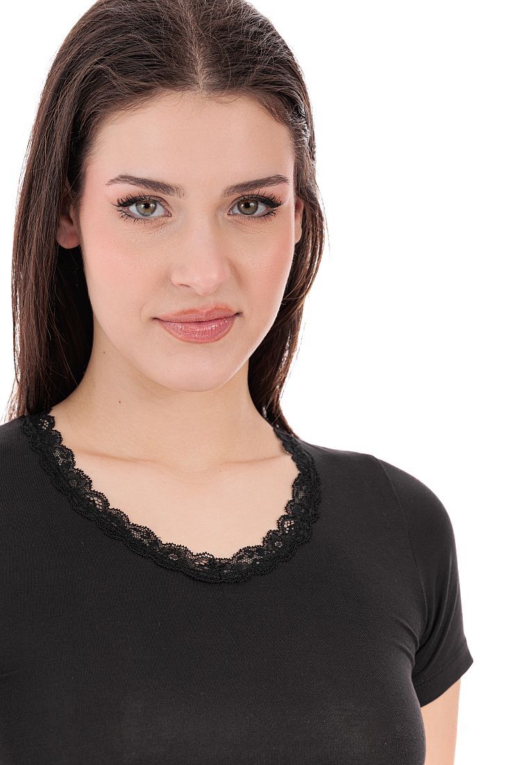 BAMBOO ΓΥΝΑΙΚΕΙΟ ΦΑΝΕΛΑΚΙ ΚΟΝΤΟ ΜΑΝΙΚΙ V ΛΑΙΜΟΣ ΜΕ ΔΑΝΤΕΛΑ