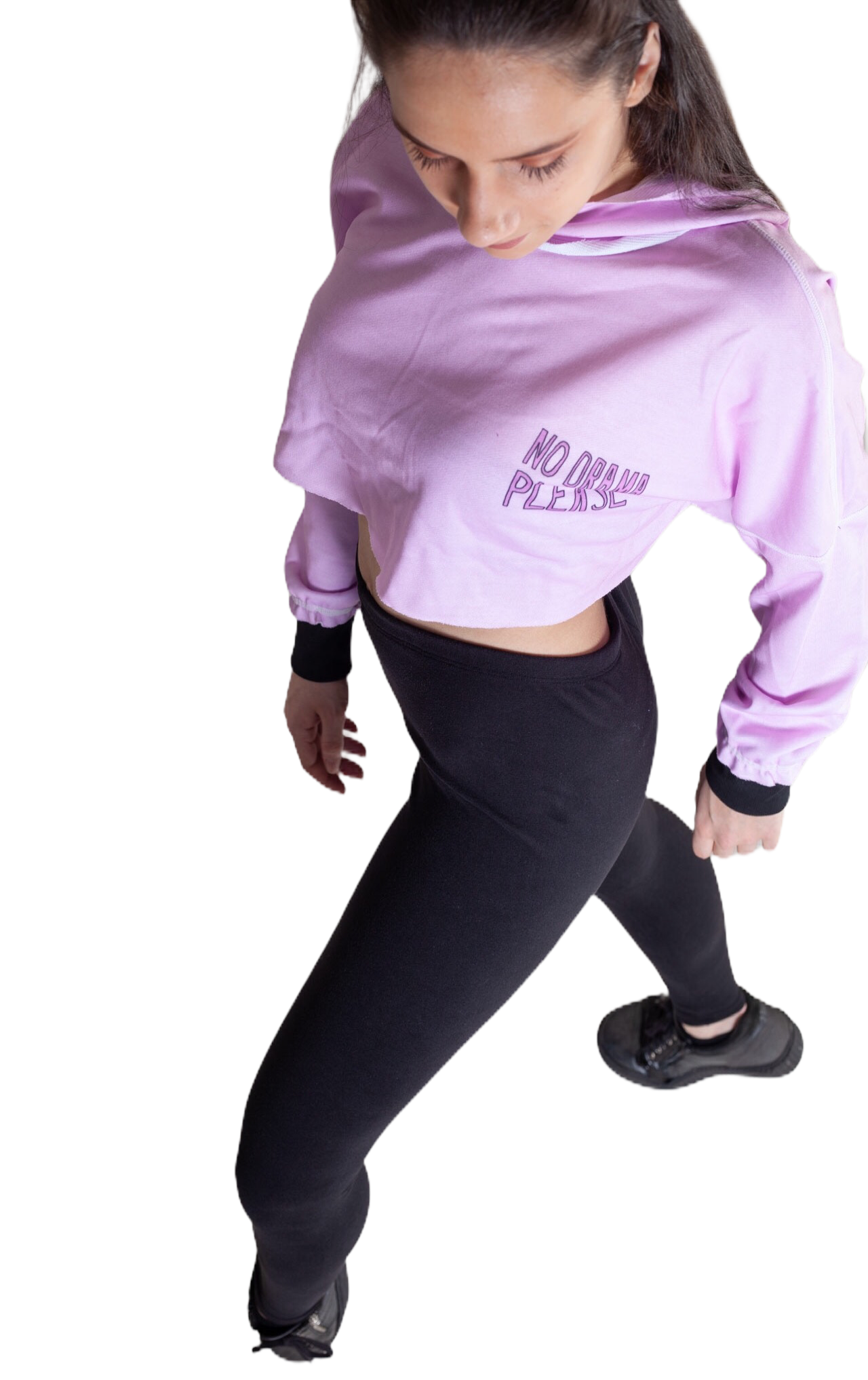 IDER - ΜΠΛΟΥΖΑ ΓΥΝΑΙΚΕΙΑ HOODIES ΚΟΝΤΗ ΜΕ ΚΟΥΚΟΥΛΑ ΚΑΙ DIGITAL PRINTING 'NO DRAMA PLEASE'