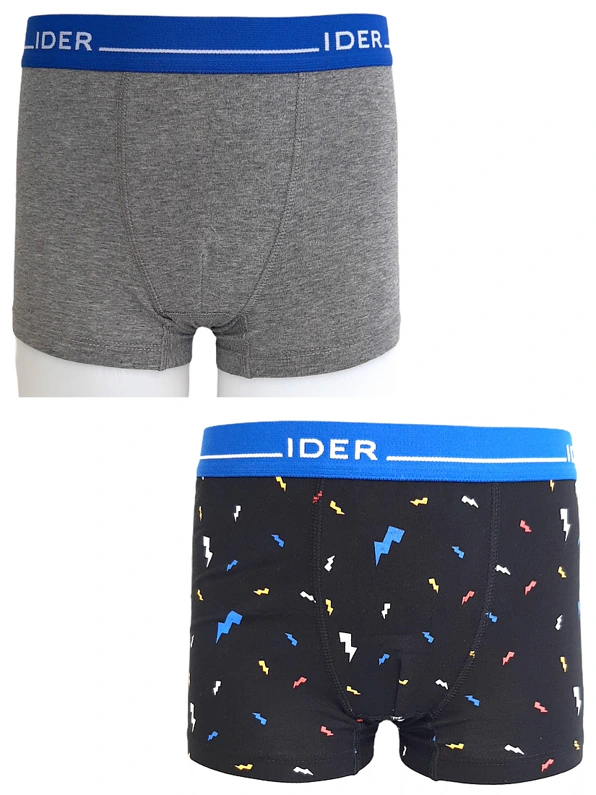 2-PACK ΑΓΟΡΙΣΤΙΚΟ BOXER ΒΑΜΒΑΚΕΡΟ ΜΕ ΕΞΩΤΕΡΙΚΟ ΛΑΣΤΙΧΟ ΚΑΙ ΣΧΕΔΙΟ ΚΕΡΑΥΝΟΥΣ ΚΑΙ ΜΟΝΟΧΡΩΜΟ