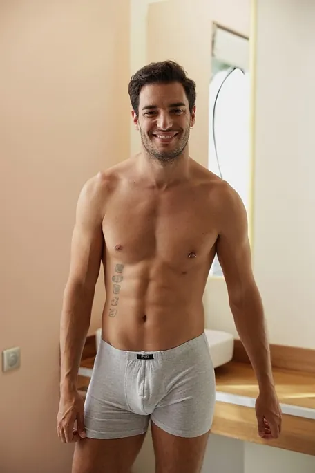 2-PACK ΑΝΔΡΙΚΟ ΒΑΜΒΑΚΕΡΟ BOXER ΜΟΝΟΧΡΩΜΟ ΜΕ ΕΣΩΤΕΡΙΚΟ ΛΑΣΤΙΧΟ