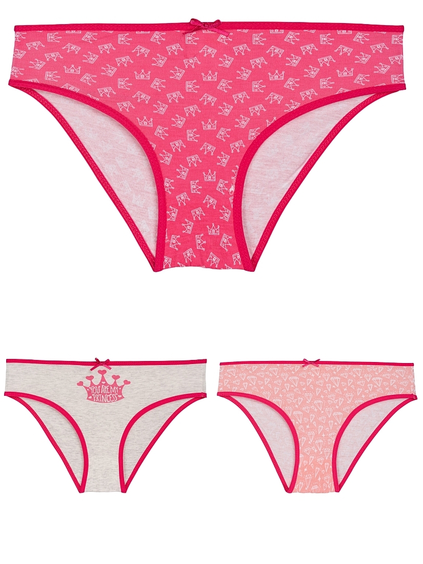 3-PACK ΚΟΡΙΤΣΙΣΤΙΚΟ ΣΛΙΠ ΒΑΜΒΑΚΕΡΟ ΜΕ ΣΧΕΔΙΟ ΚΟΡΩΝΕΣ/ΔΙΑΜΑΝΤΙΑ