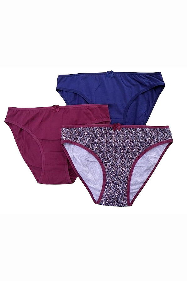 3-PACK WOMAN COTTON BIKINI KNICKERS 2PLAIN/LEAVES PATTERN