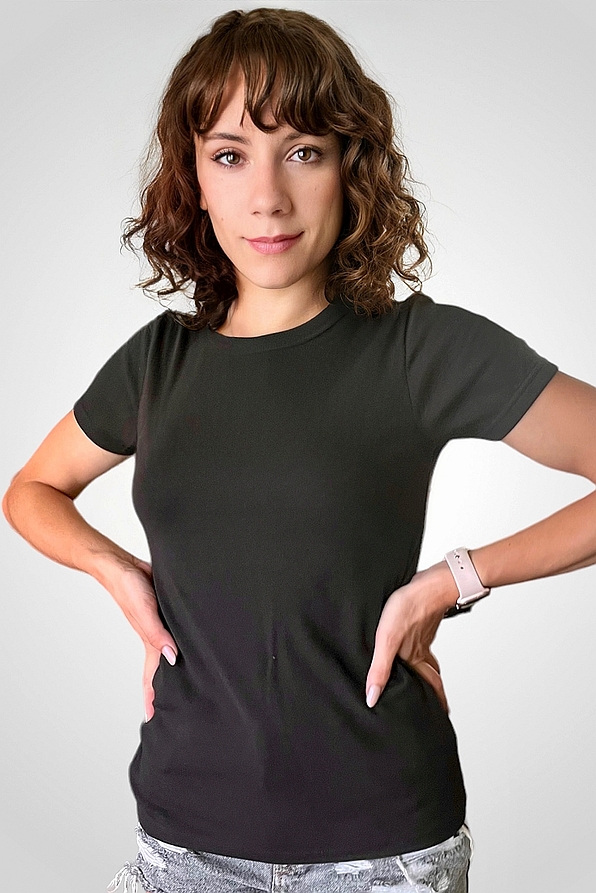 WOMAN THERMAL VISCOSE BLOUSE SHORT SLEEVES ROUND NECK