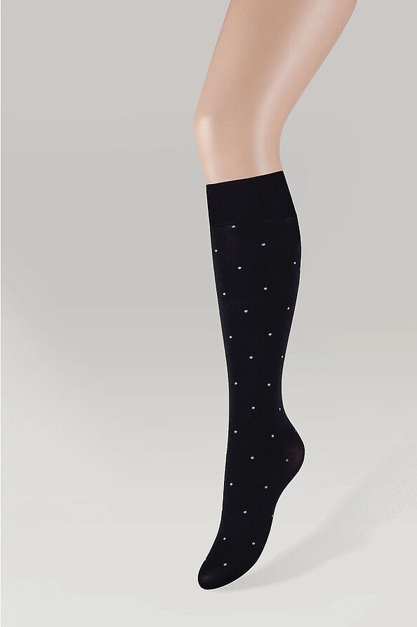 KNEE HIGH SOCKS WITH WHITE POLKA DOTS DESIGN