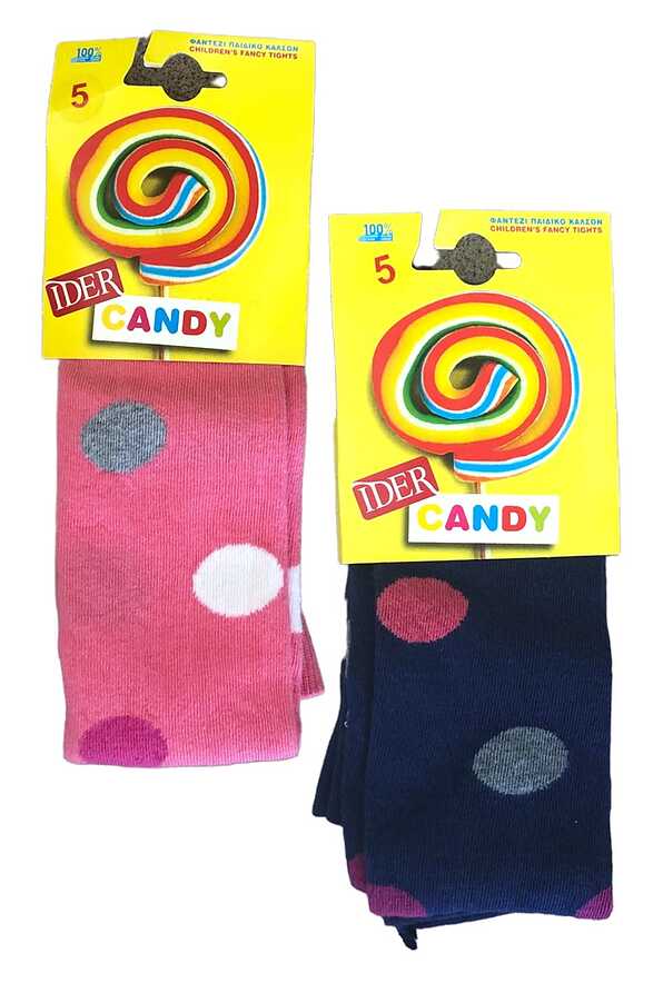 GIRL OPAQUE COTTON TIGHTS WITH POLKA DOTS PATTERN