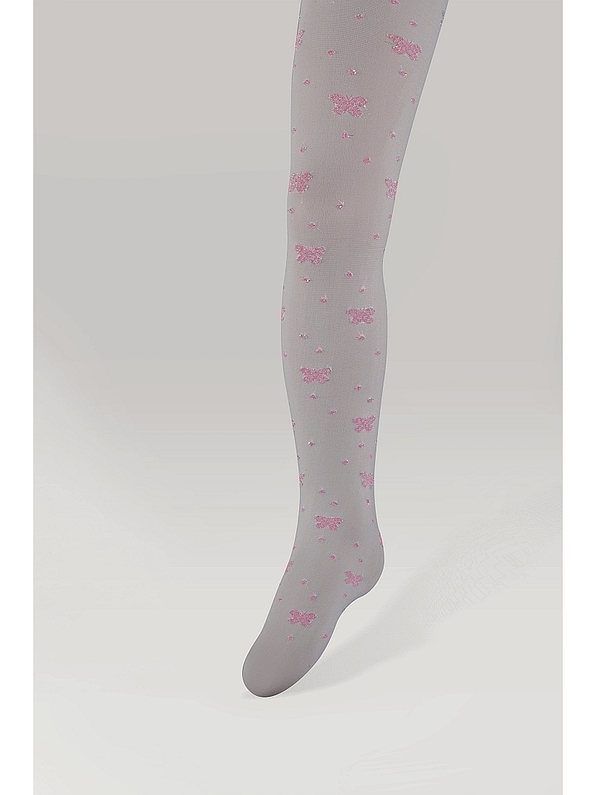 ULTRA SOFT CHILDRENS TIGHTS WITH PINK BUTTERFLIES