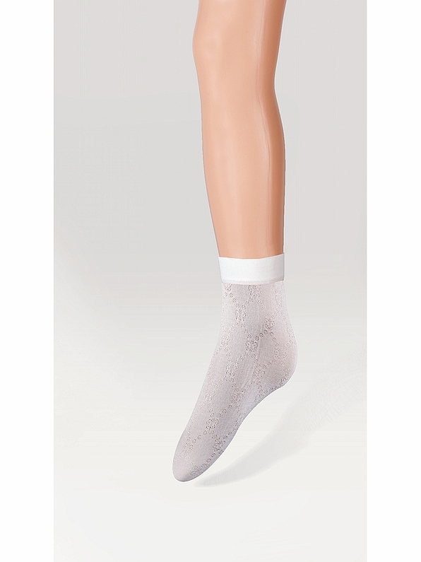 GIRL ANKLE SOCKS MULTIFIBRE WITH ROMBUS AND DAISIES PATTERN