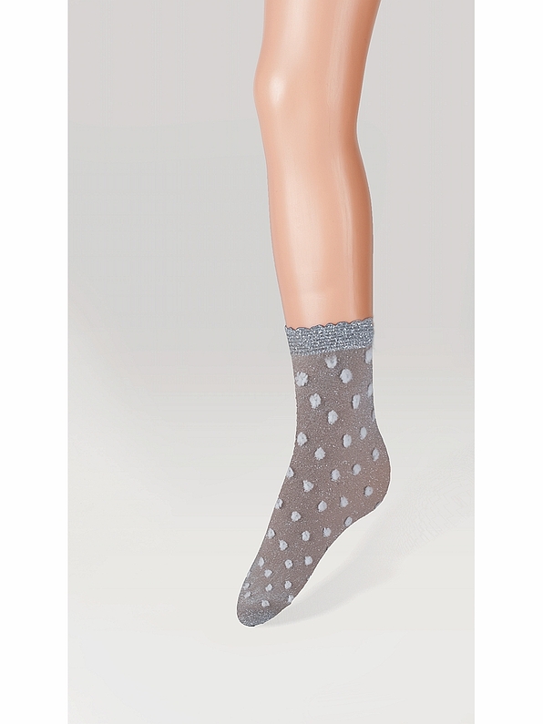 GIRL LUREX ANKLE SOCKS WITH BIG DOTS PATTERN