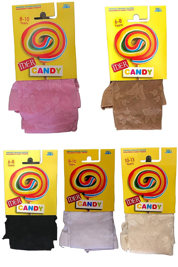 GIRL TIGHTS 20DEN NET KNITTING WITH FLOWERS AND BUTTERFLIES PATTERN