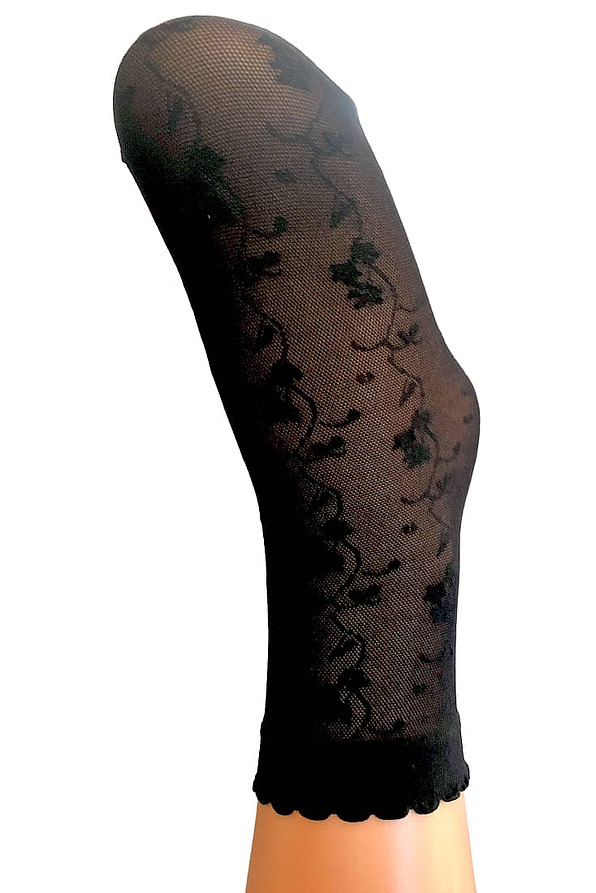 GIRL ANKLE TULLE SOCKS WITH FLOWERS IN LINE PATTERN