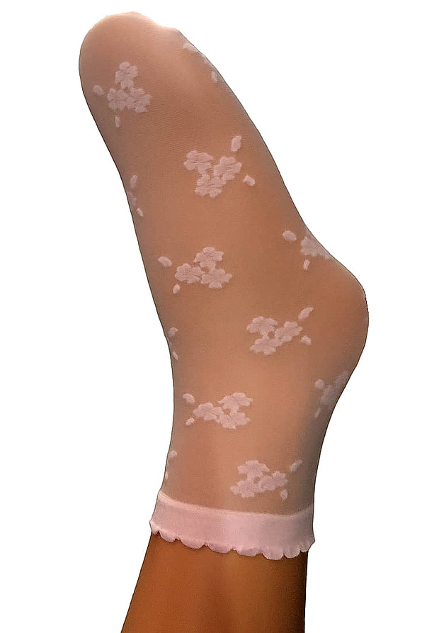 GIRL ANKLE SOCKS 20DEN WITH FLOWER BOUQUETS PATTERN