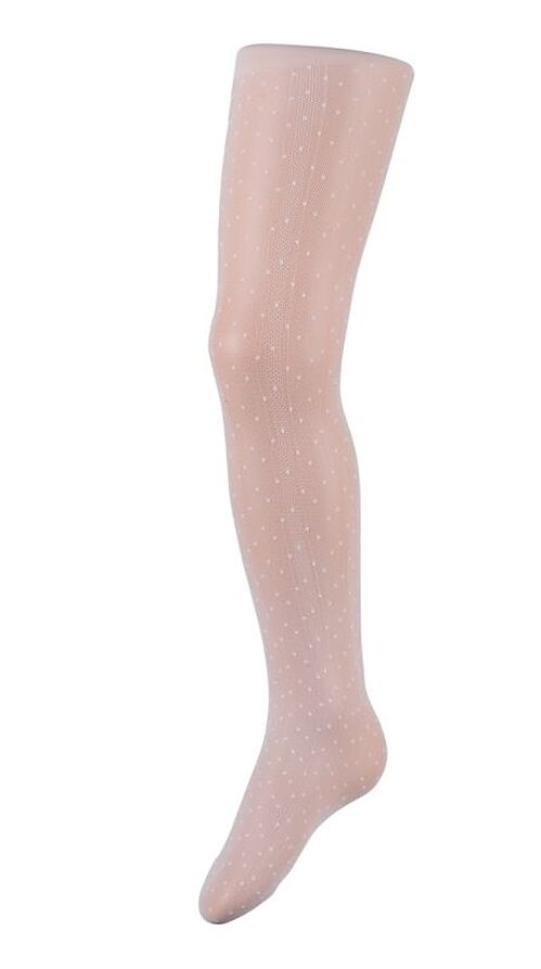 GIRL ELASTIC TIGHTS 40DEN WITH SMALL DOTS AND VERTICAL STRIPES OF DIFFERENT KNITTING