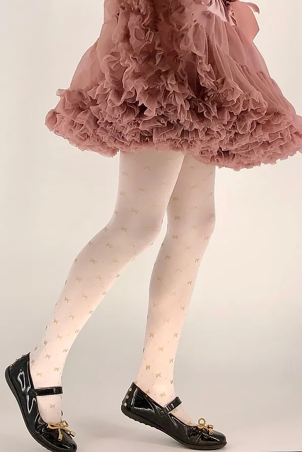 ΠΑΙΔΙΚΟ ΚΑΛΣΟΝ ΑΔΙΑΦΑΝΟ 40DEN ΜΕ ΣΧΕΔΙΟ ΣΤΑΜΠΑ ΦΙΟΓΚΟΙ ΚΑΙ ΠΟΥΑ ΑΠΟ ΑΣΗΜΟΧΡΥΣΟ GLITTER